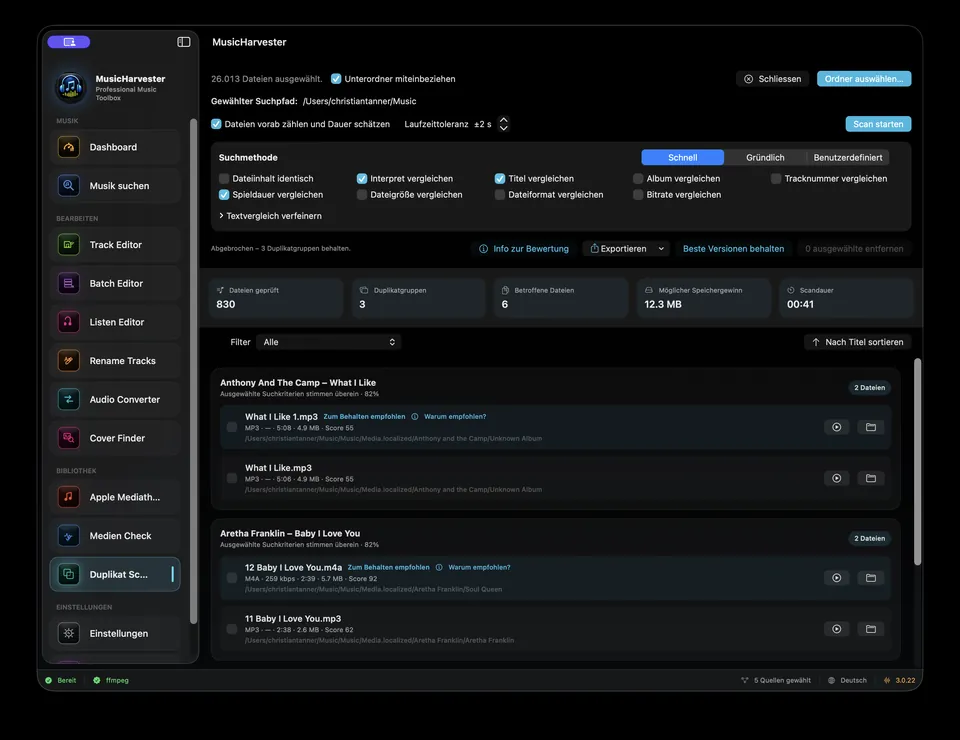 Duplikat Scanner – MusicHarvester