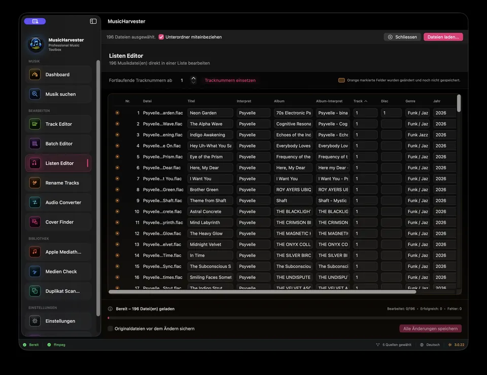Listen Editor – MusicHarvester